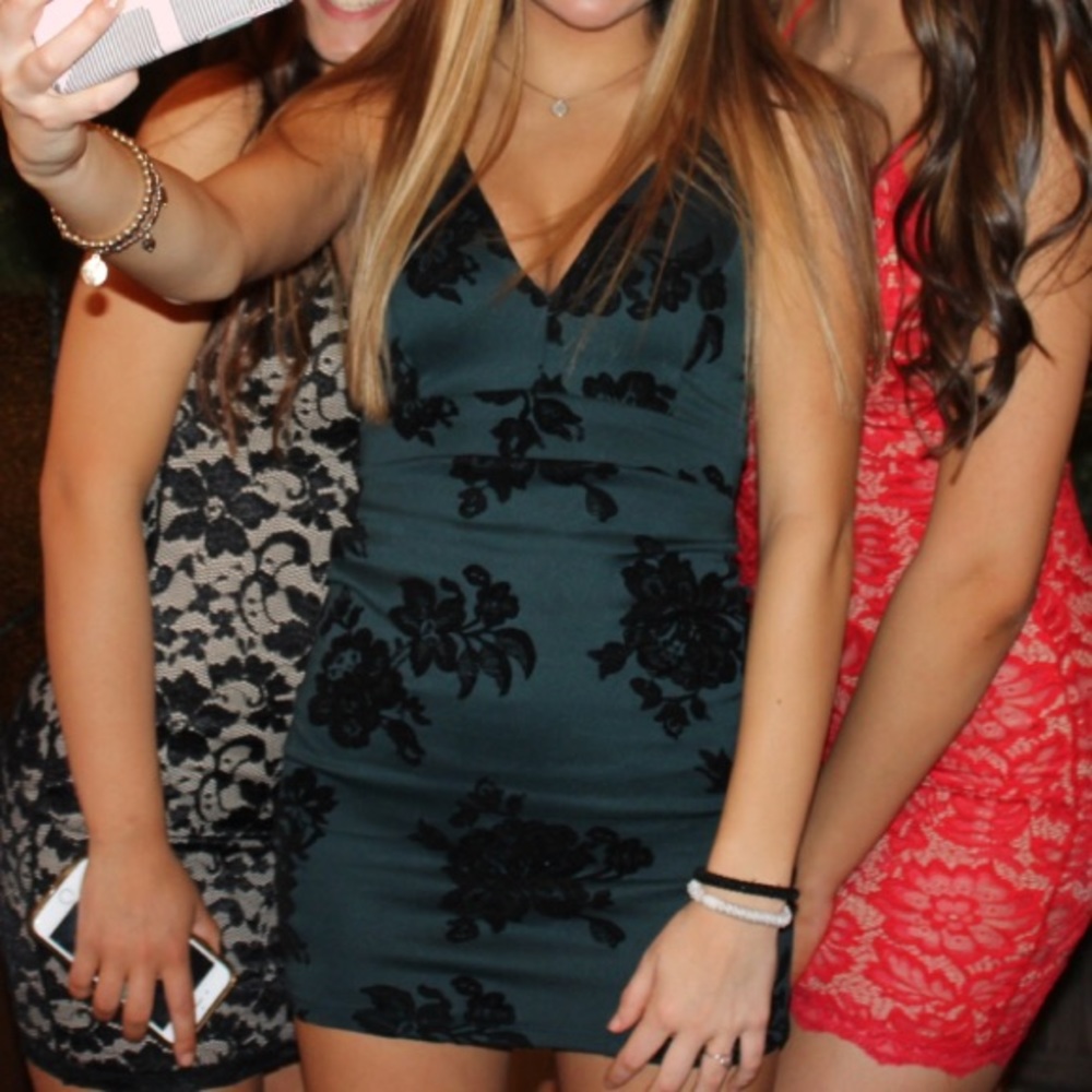 Dark blue/green bodycon dress